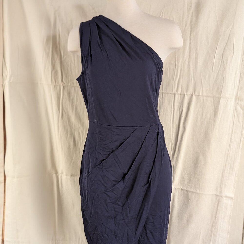 NWT Pretty Garden one-shoulder satin blue dress, size L
